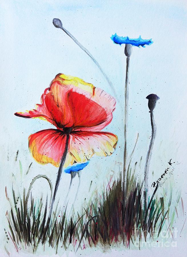 Poppy Painting - Mohnwiese by Katharina Bruenen