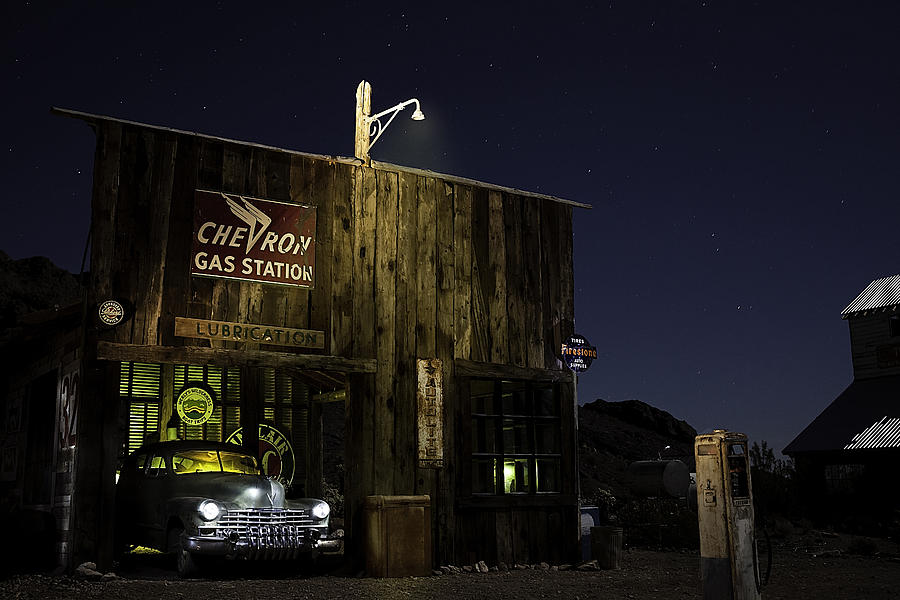 Mojave Nights at the Chevron Gas Station Photograph by James Sage