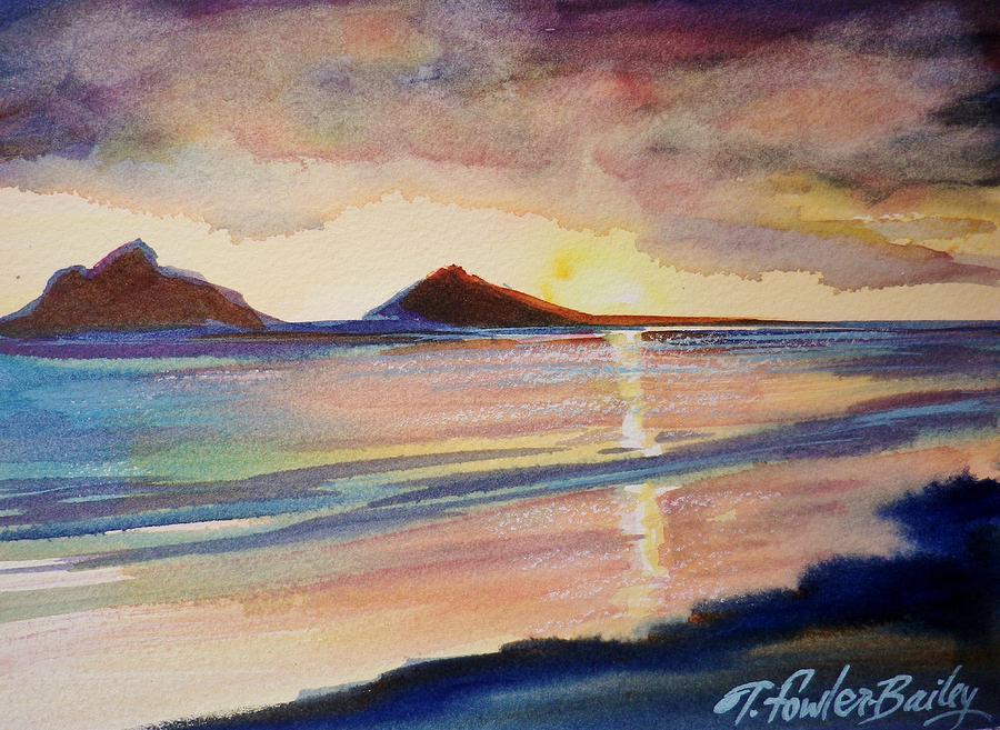 Lanikai Painting - Mokalua Isles in Siennas by Tf Bailey