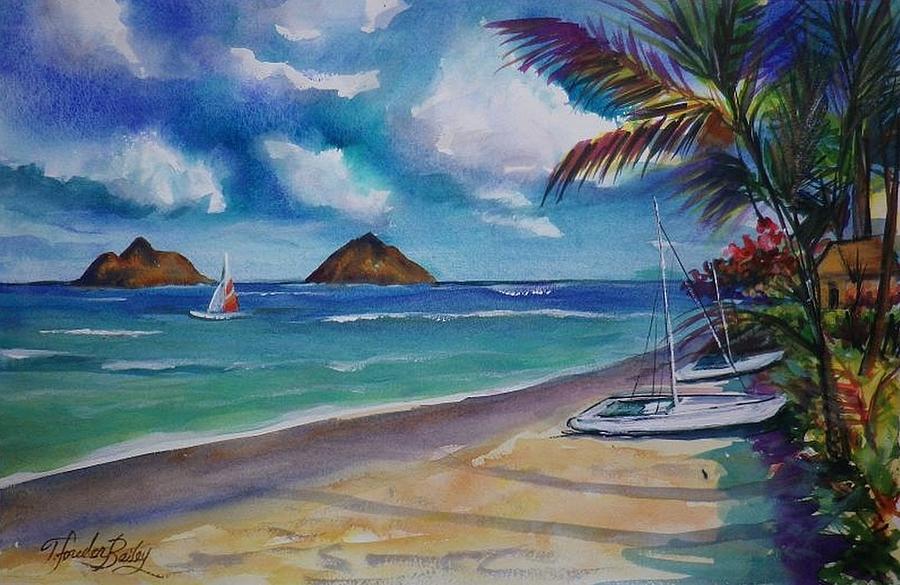 Oahu Painting - Mokaluas from Lanikai Original Sold by Tf Bailey