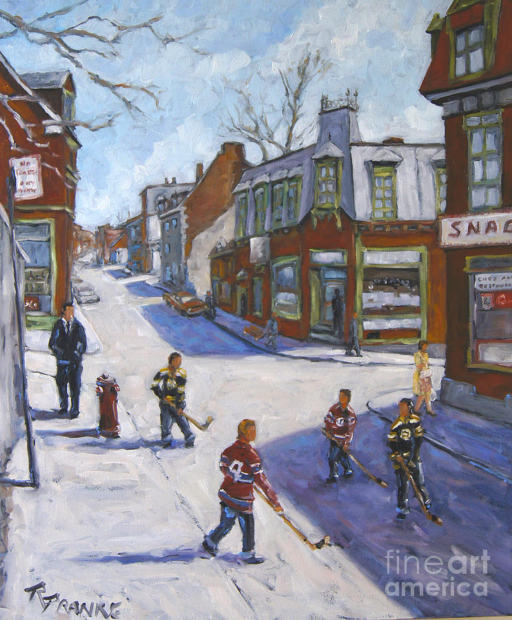 Molasses Town Hockey Rivals in the Streets of Montreal by Pranke Painting by Richard T Pranke