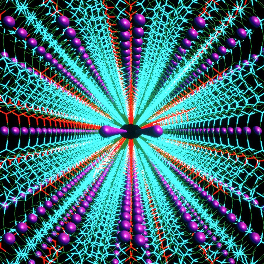 Zeolite Photograph - Molecular Graphic Of A Zeolite Crystal by Jon Wilson/science Photo Library