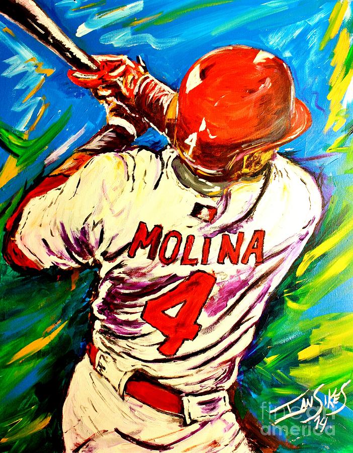 Baseball Painting - Molina At Bat by Red Rhino Illustrations