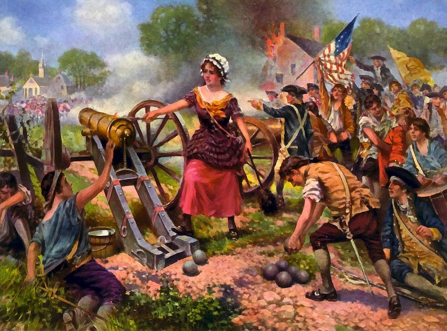 Molly Pitcher Firing Cannon at Battle of Monmouth Digital Art by Percy Moran
