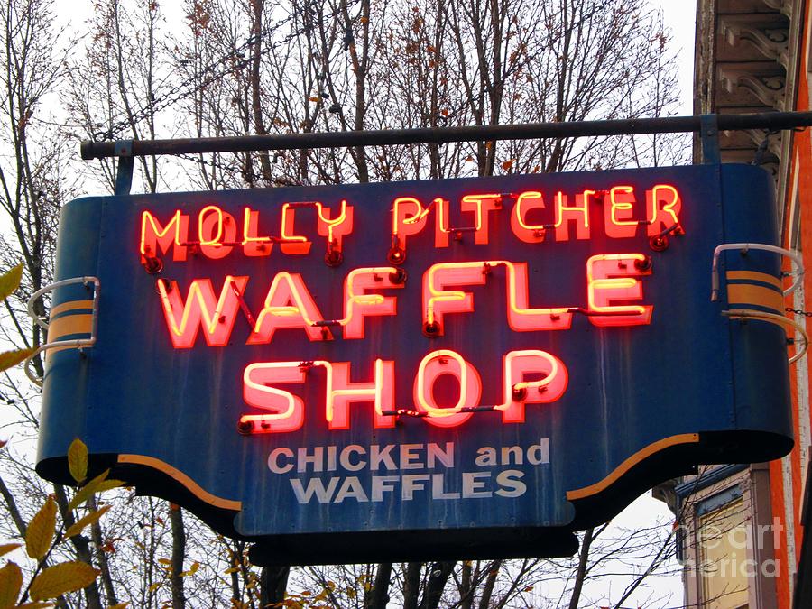 Breakfast Restaurant Photograph - Molly Pitcher Waffle Shop Neon Sign by Matthew Peek