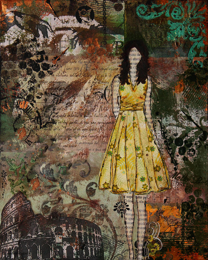 Unique Mixed Media - Molto Bello Mixed Media Rome Inspired abstract artwork by Janelle Nichol
