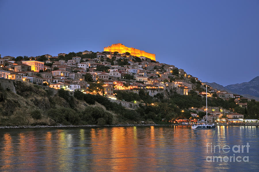 Molyvos village during dusk time Photograph by George Atsametakis