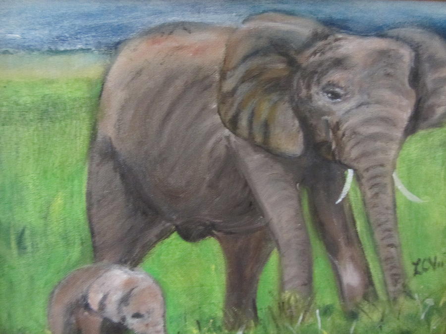 Mom and Baby in Kenya Painting by Lucille  Valentino