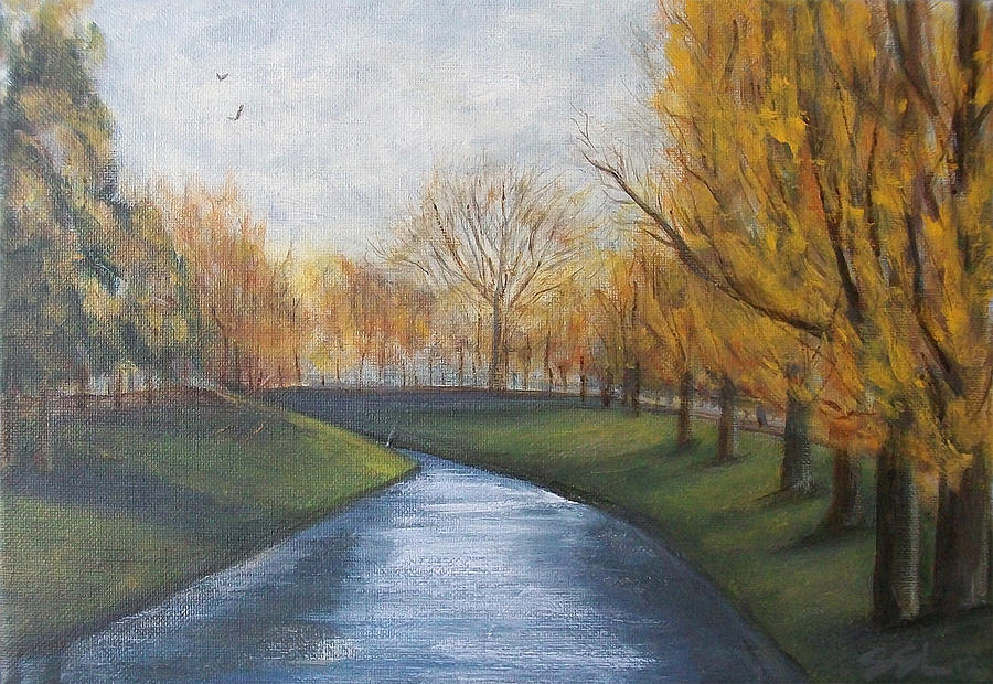 Moment of Silence Avon River Christchurch Painting by Jane See