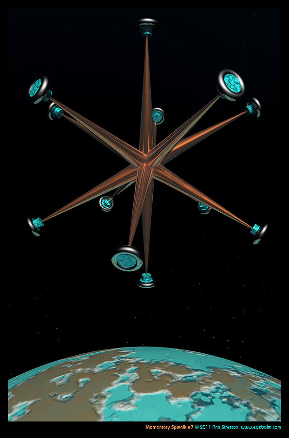 Space Digital Art - Momentary Sputnik 7  by Ann Stretton