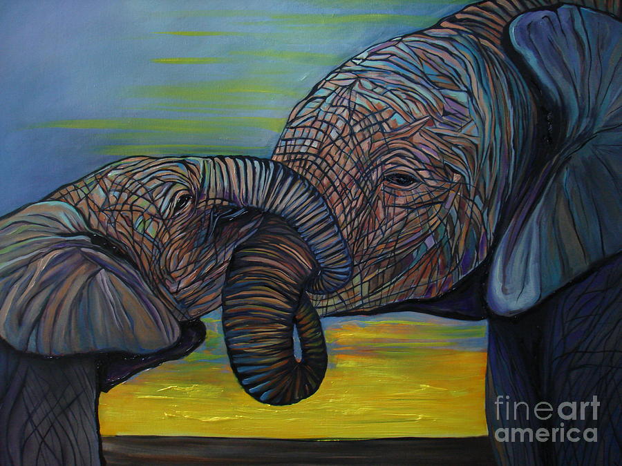 Elephant Painting - Mommy and Baby by Aimee Vance Elephant Painting - Mommy and Baby by Aimee Vance