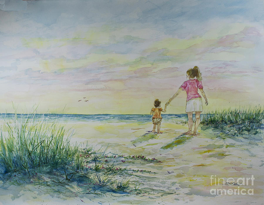 Mommy and Me at the Beach Painting by Janis Lee Colon