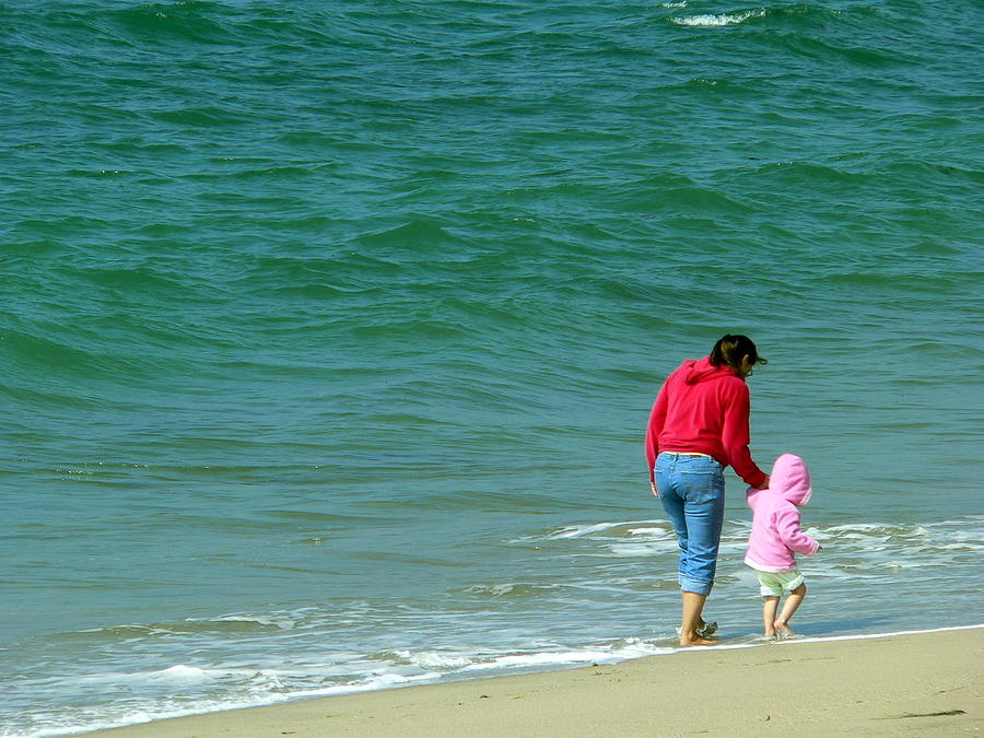 Mommy Daughter Beach Bonding Photograph by Jeff Lowe