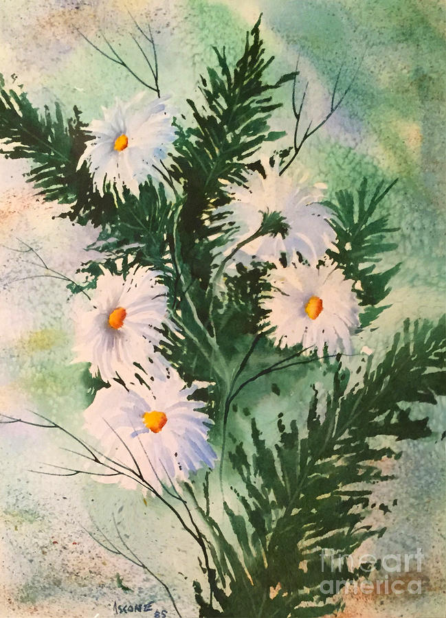 Flower Painting - Moms Daisies by Teresa Ascone