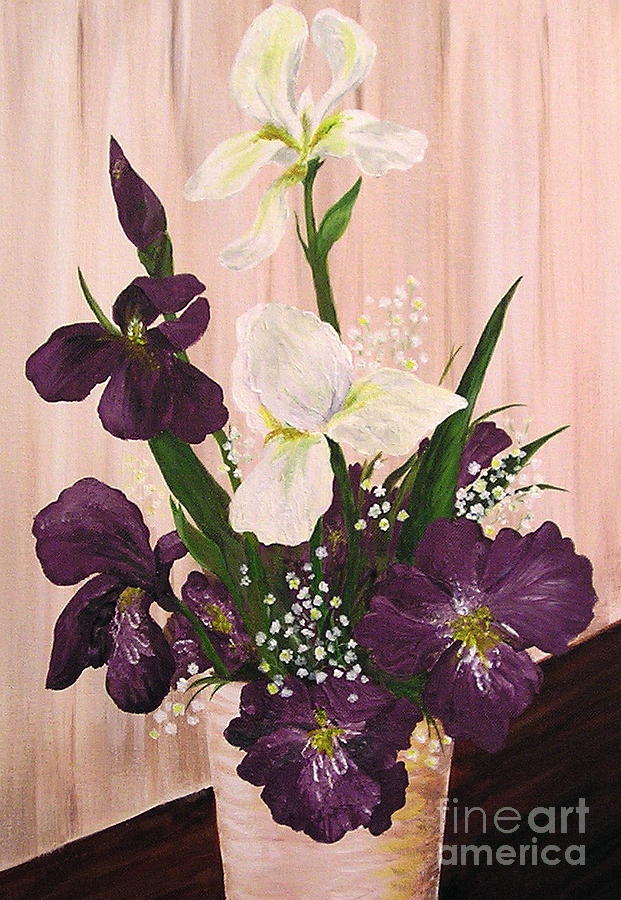 Moms Irises Painting by Catherine Howley