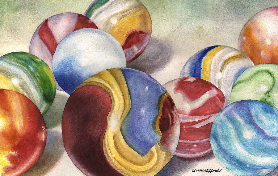 Moms Marble Shooter Painting by Anne Gifford