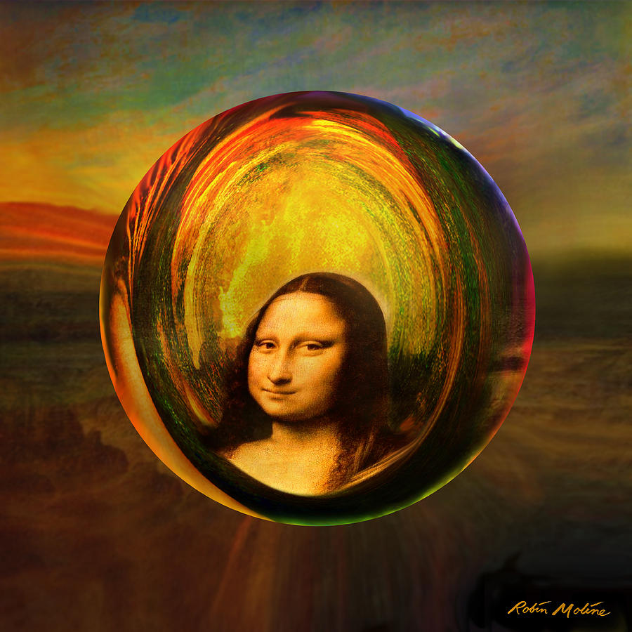 Globe Painting - Mona Lisa Circondata by Robin Moline