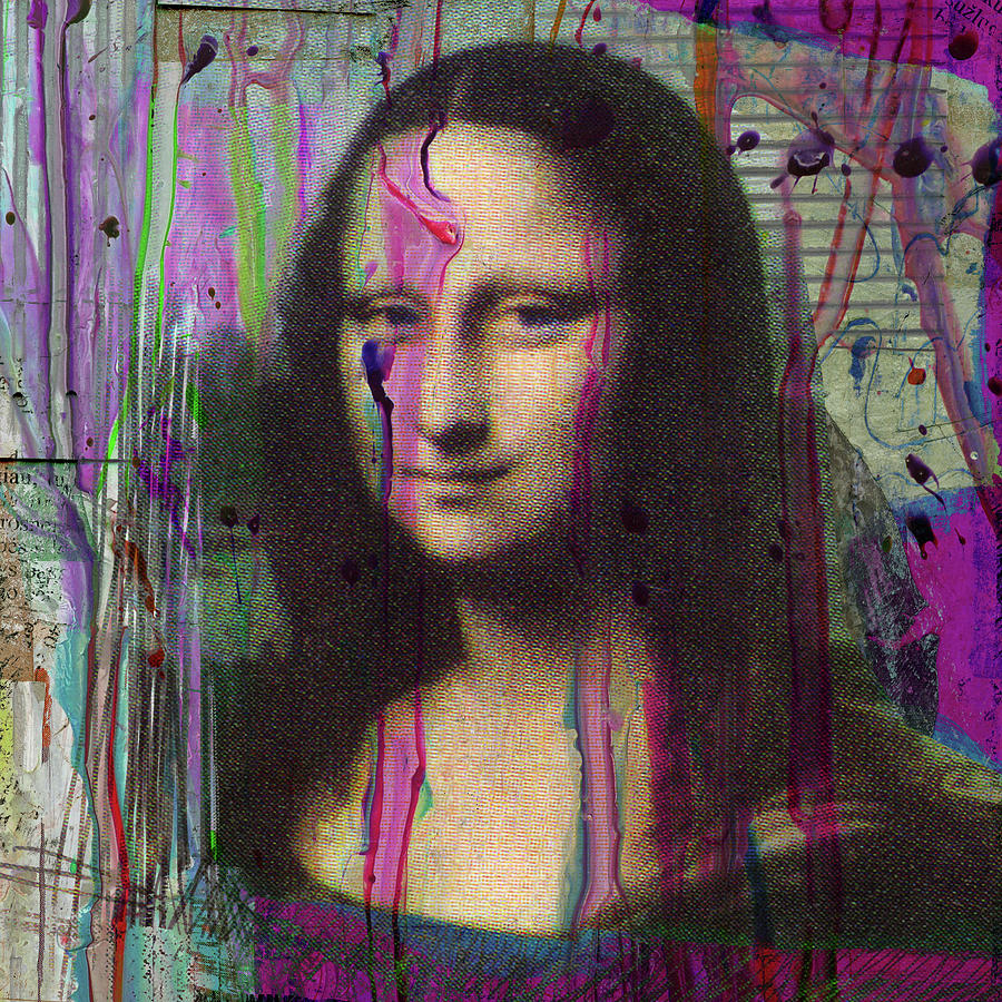 Mona Lisa pink drippings Digital Art by Luz Graphic Studio