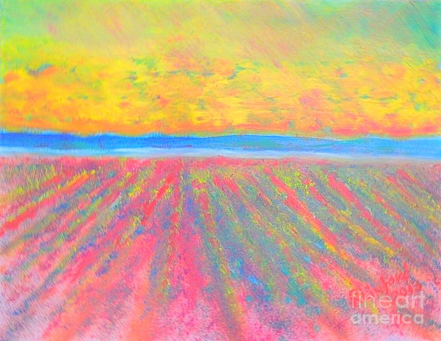 Mona Utah Lavender Fields 1 Painting by Richard W Linford
