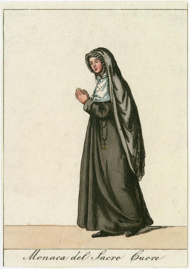 Monaca Del Sacro Cuore Nun Drawing by Mary Evans Picture Library - Fine ...