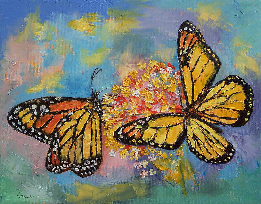 Butterfly Painting - Monarch Butterflies by Michael Creese