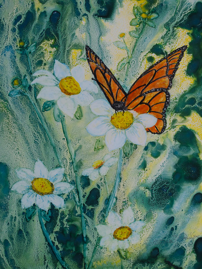 Monarch On Daisies Painting by Patricia Beebe