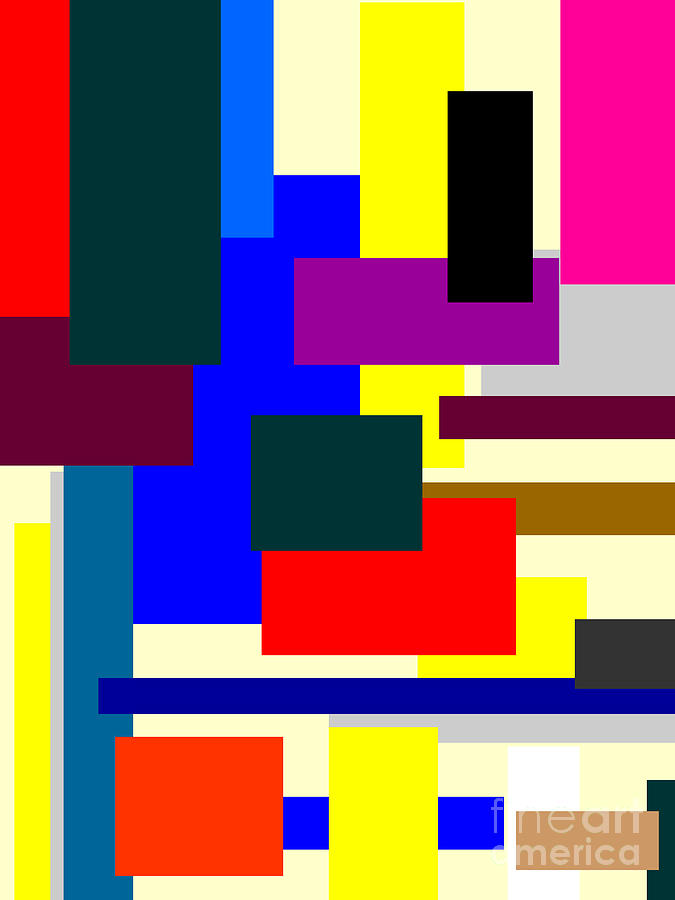Abstract Digital Art - Mondrian Composition by Celestial Images