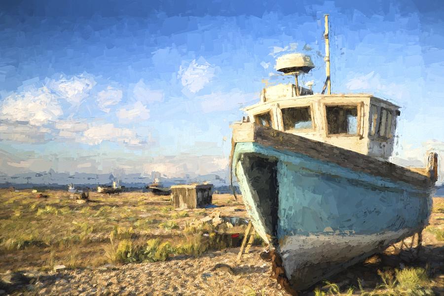 Monet Style Digital Painting Abandoned Fishing Boat On ...