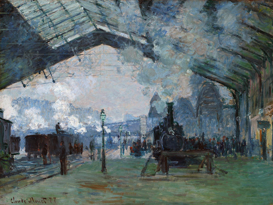 Arrival of the Normandy Train, Gare Saint-Lazare, 1877 #2 Painting by Claude Monet