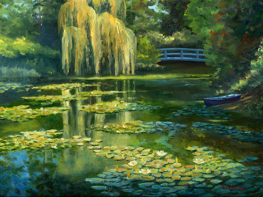 Claude Monet Painting - Monet Water Lily Garden III, Giverny, France by Elaine Farmer