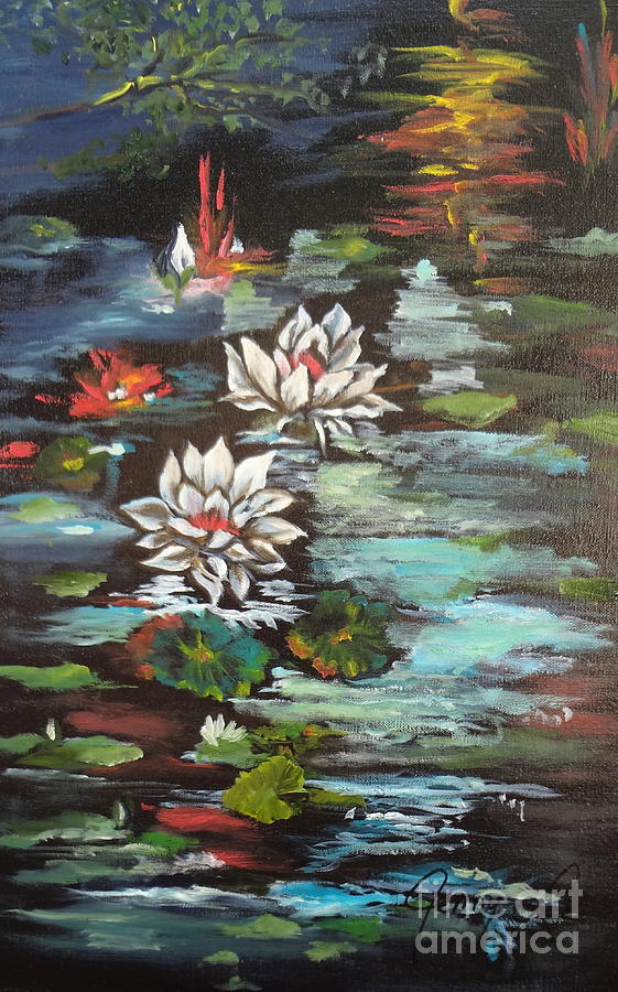 Monets Pond with Lotus 1 Painting by Jenny Lee