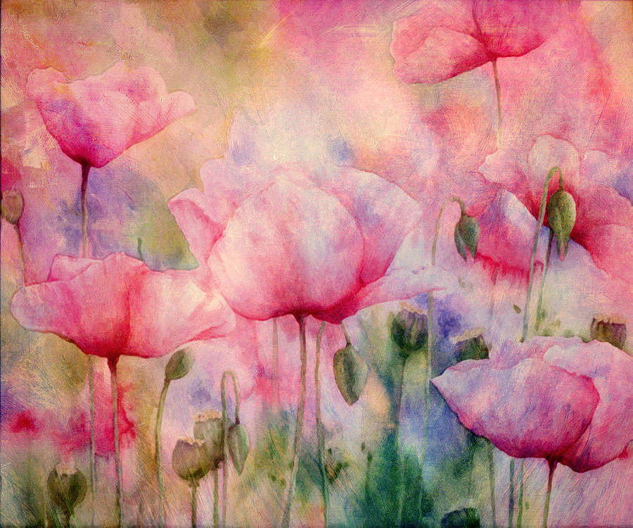 Poppy Painting - Monets Poppies Vintage Warmth by Georgiana Romanovna
