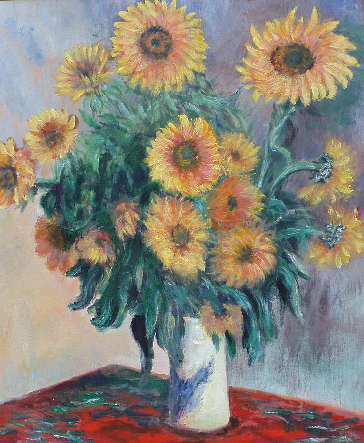 Claude Monet Painting - Monets Sunflowers by Catherine Hamill