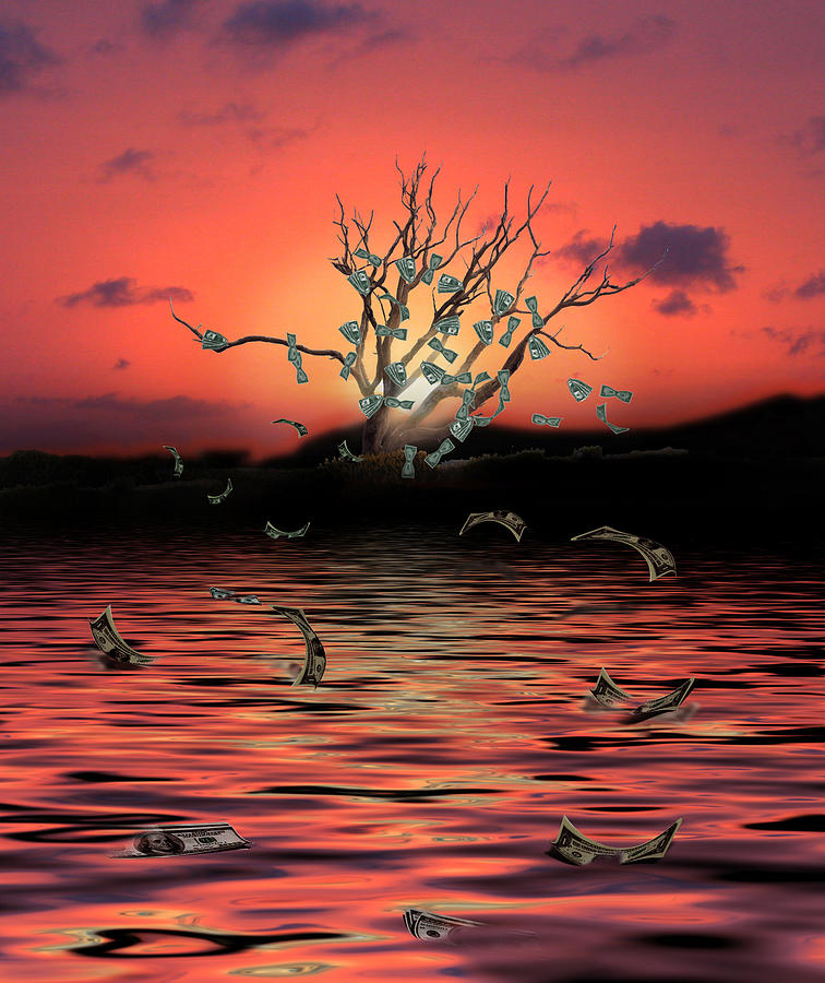 Sunset Digital Art - Money Tree Sunset by Gravityx9   Designs