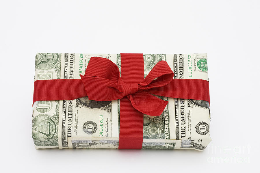 Money Wrapped Gift Photograph by Diane Macdonald