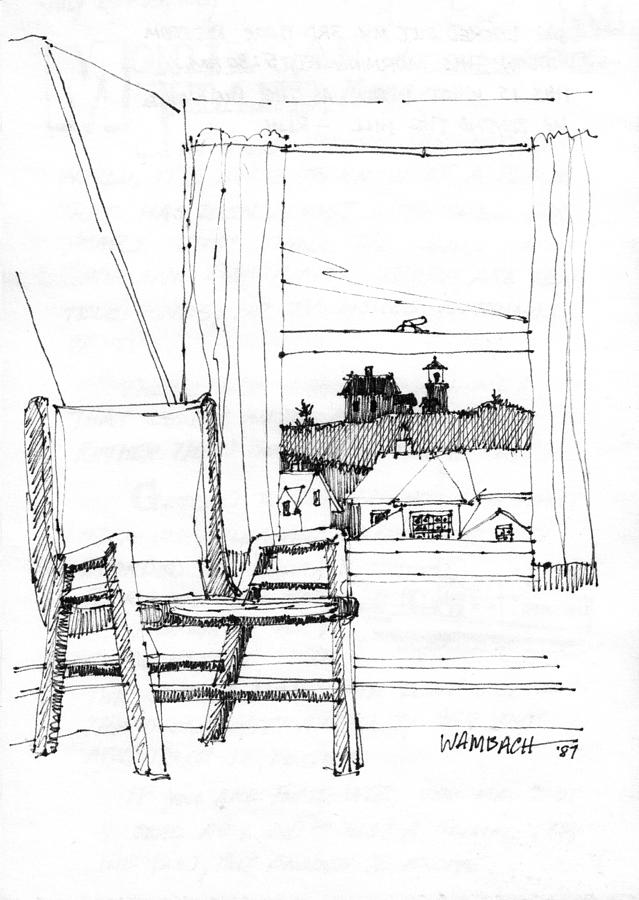 Monhegan Dawn Island Inn Drawing by Richard Wambach