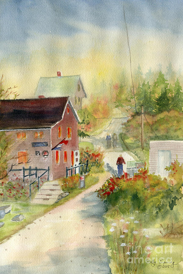 Monhegan in Autumn Painting by Melly Terpening