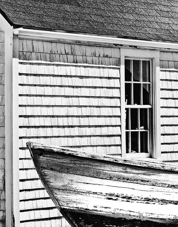 Monhegan Island Boathouse - black and white Photograph by Paul Schreiber