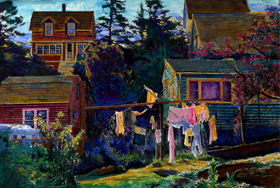 Monhegan Laundry Painting by Cindy McIntyre