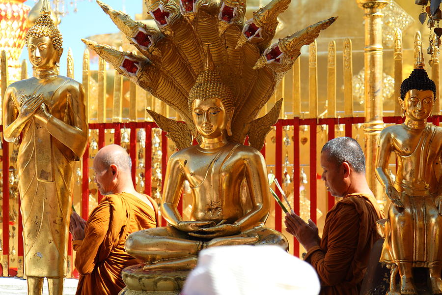 Chiang Photograph - Monk Ceremony - Wat Phrathat Doi Suthep - Chiang Mai Thailand - 01138 by DC Photographer