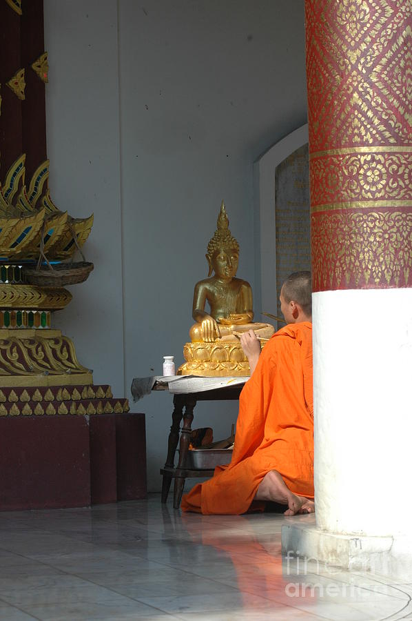 Monk painting Buddha Photograph by Mara Morris - Fine Art America