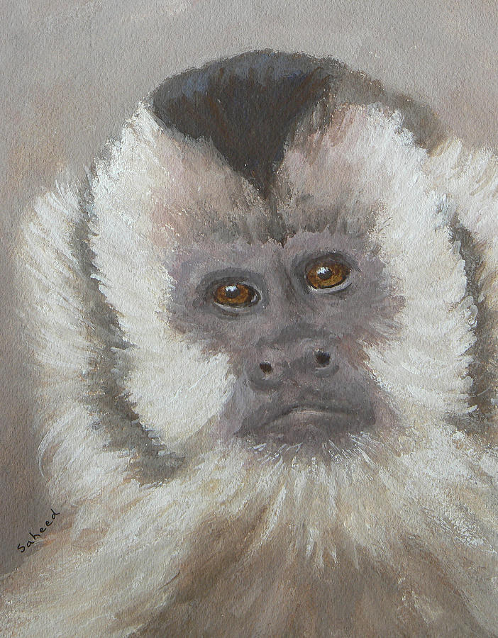 Wildlife Painting - Monkey Gaze by Margaret Saheed