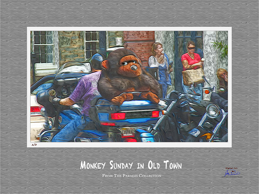 Motorcycle Digital Art - Monkey Sunday in Old Town by Joe Paradis