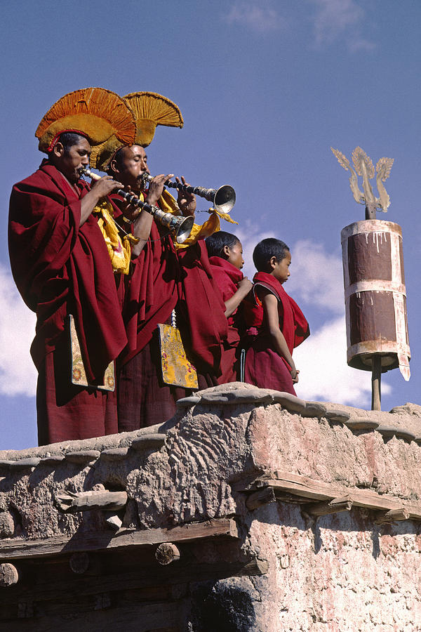 Monks Playing Horns - Tikse Monastery Ladakh Photograph by Craig Lovell