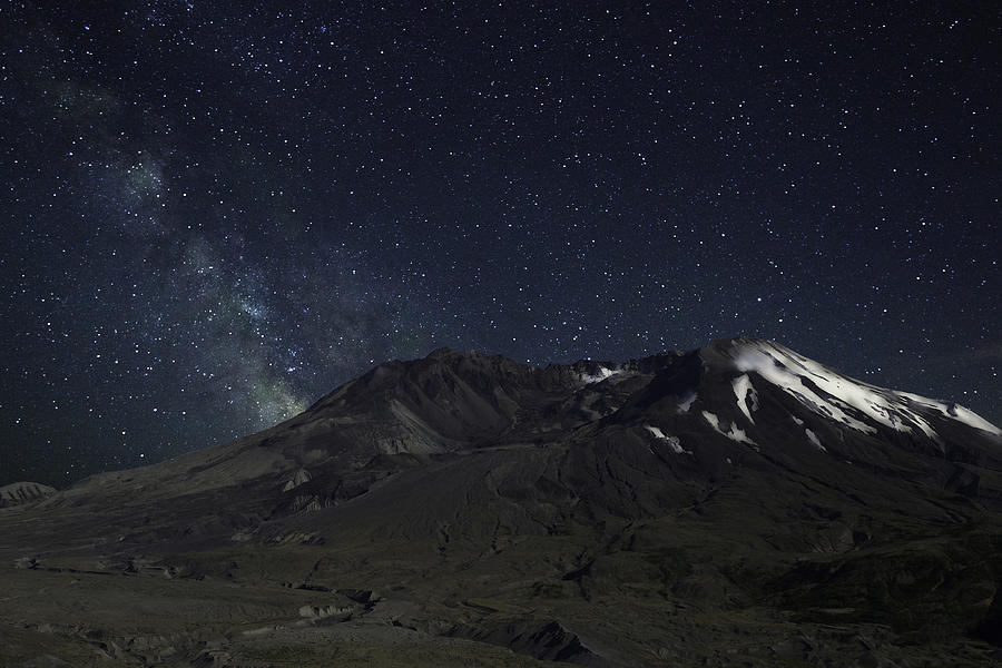 Milky Way Photograph - Monnlit Mt. St. Helens by George Herbert