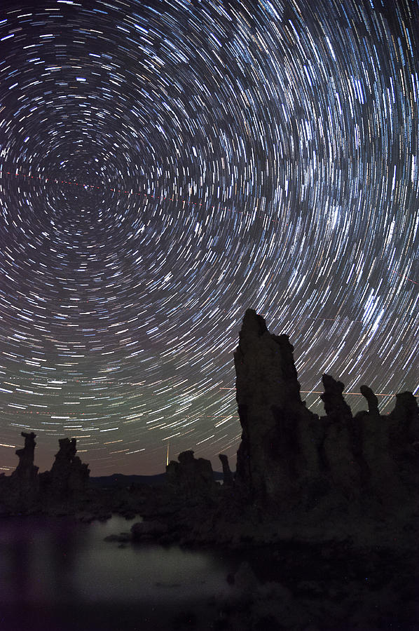 Nature Photograph - Mono Lake Star Trails by Cat Connor