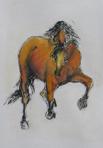 Horse Painting - Mono Print 4 by Elizabeth Parashis