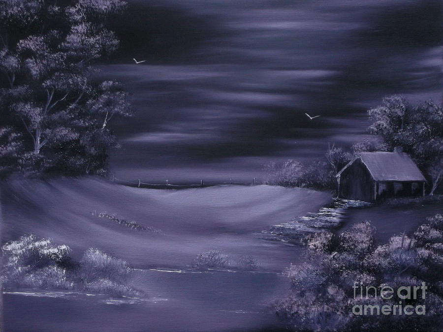 Landscape Painting - Purple Winter Shroud.Sold by Cynthia Adams