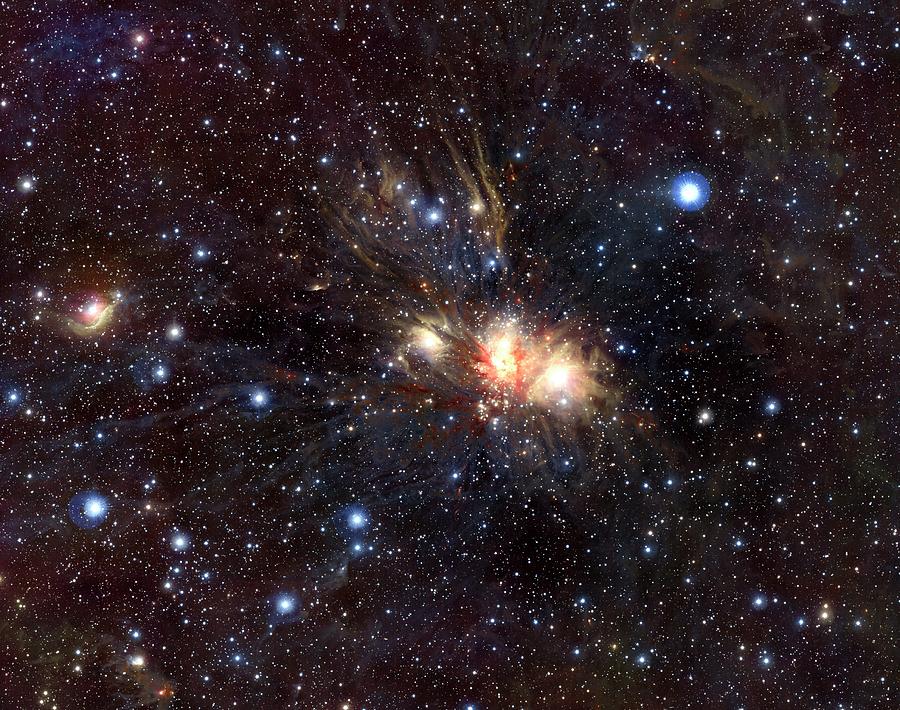 Monoceros R2 Starbirth Photograph by European Southern Observatory/j. Emerson/vista/cambridge Astronomical Survey Unit/science Photo Library