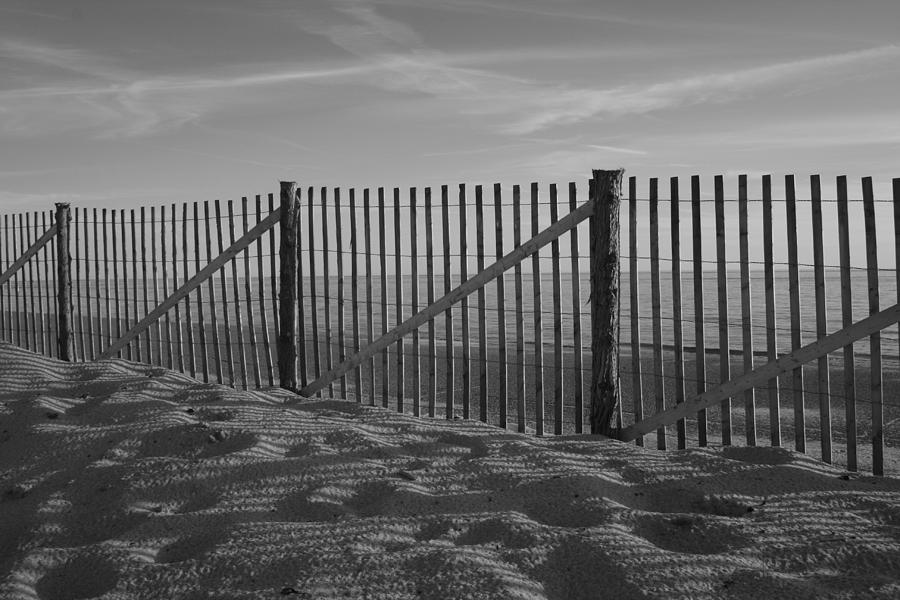 Monochrome Beach Fence Photograph by Marisa Geraghty Photography